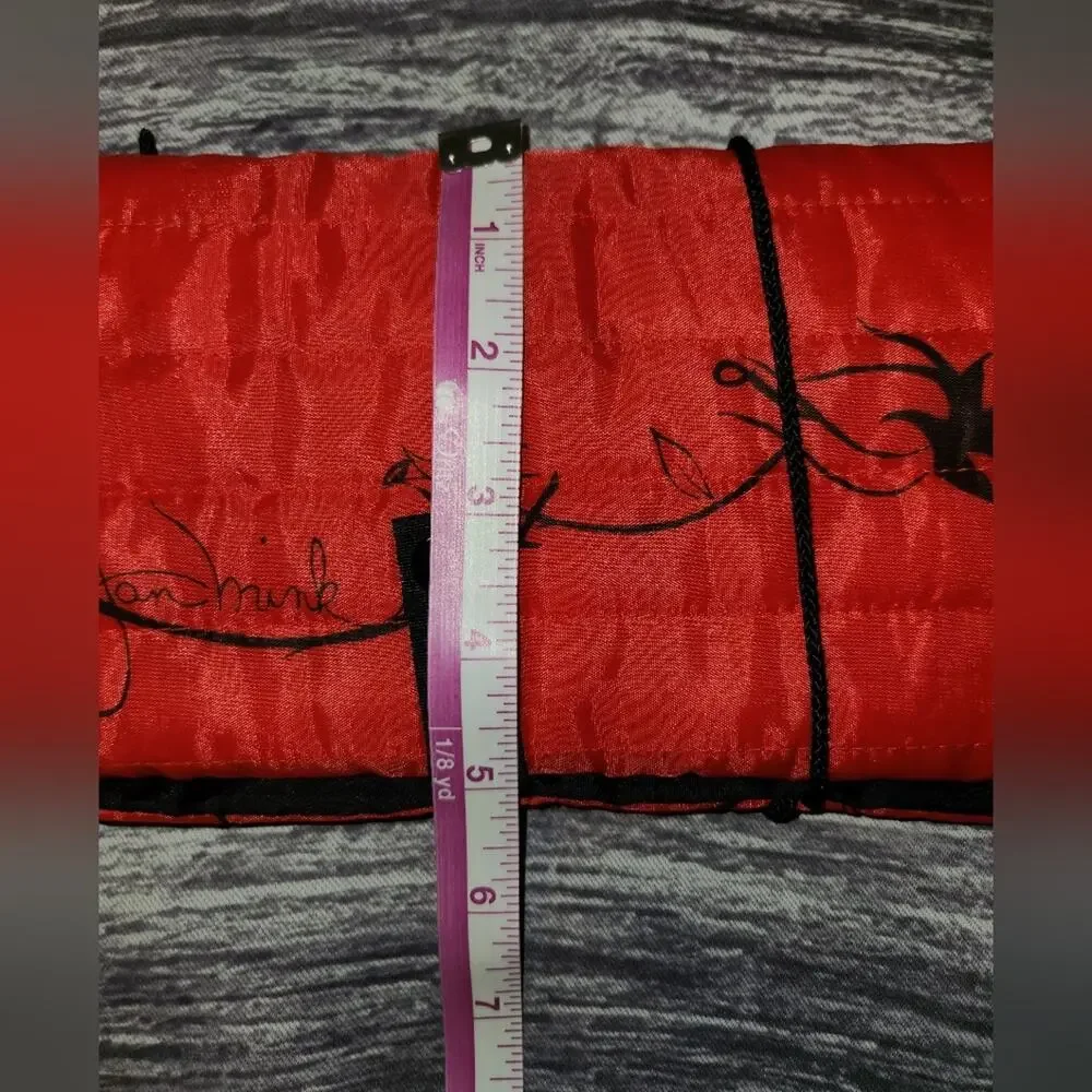 Vintage Mink‎ Co. Red Floral Roll Up Jewelry Organizer Travel